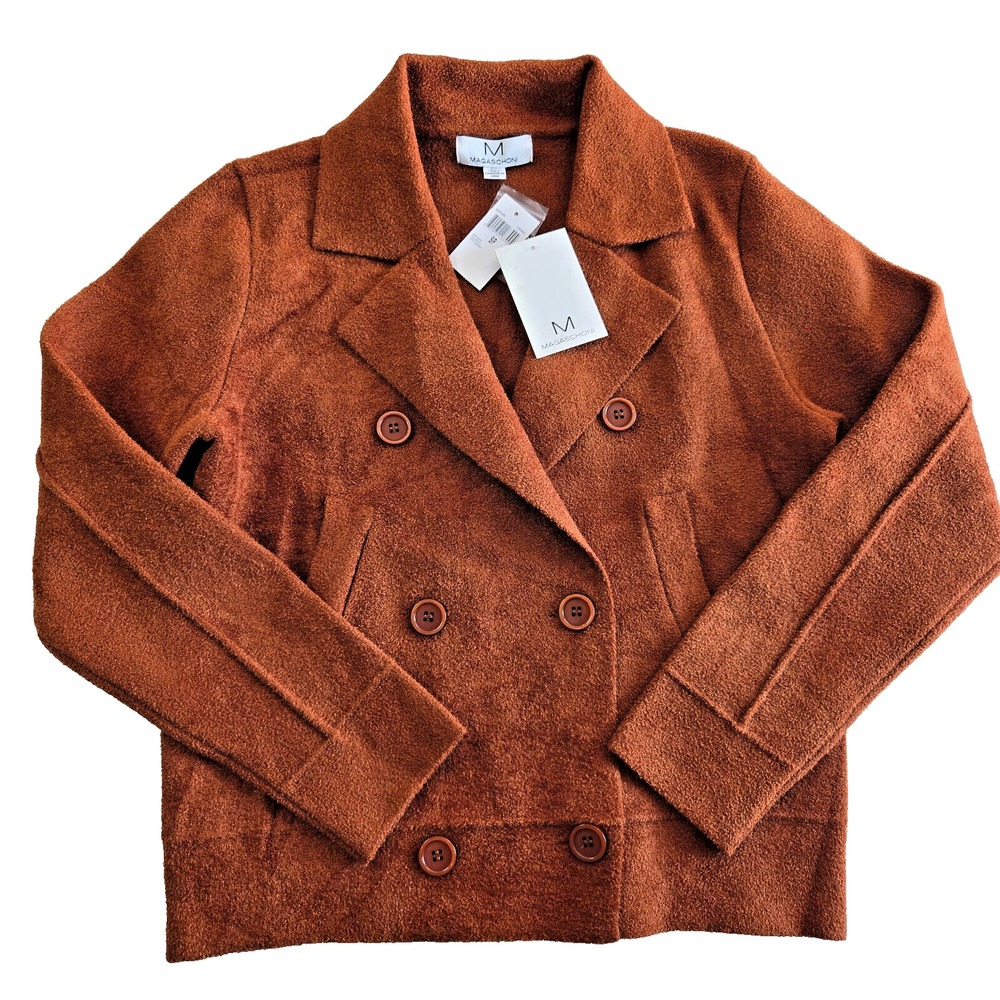 Magaschoni Size Small Soft Double Breasted Jacket‎ Rust Color Casual Elegant NEW - Picture 2 of 7